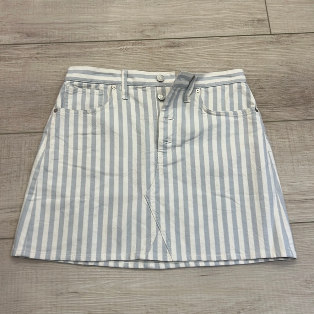 Blue and white striped Madewell Skirt